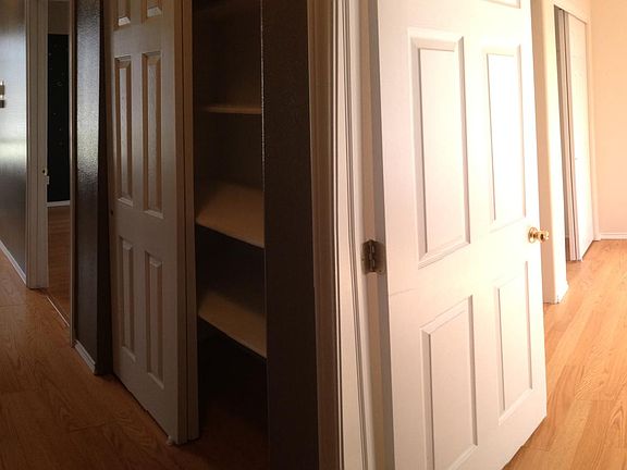 The upstairs hallway has storage closet.