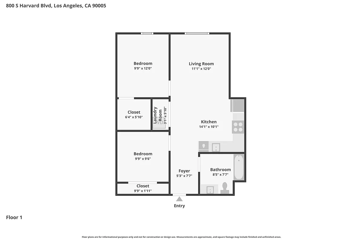 Floor plan 1 Bed 1 Den 1 Bath