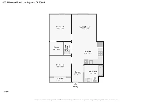 Floor plan 1 Bed 1 Den 1 Bath