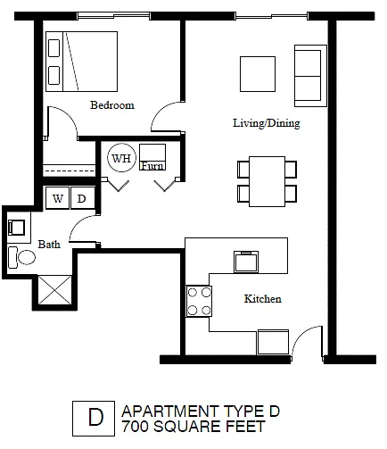 Floor plan 1-Bedroom (D)