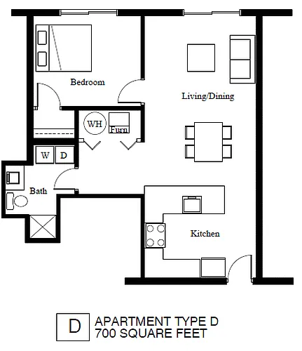 Floor plan 1-Bedroom (D)