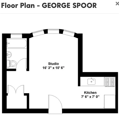 Floor plan Studio - 1 Bathroom