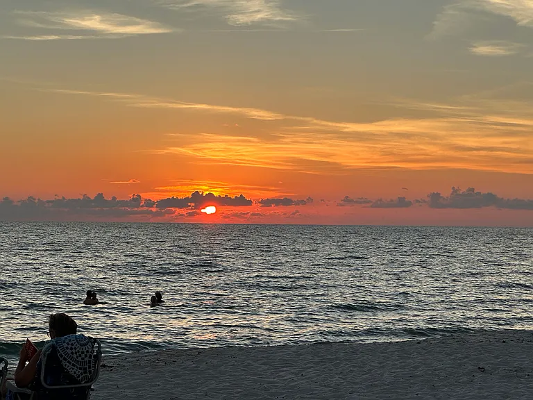 Sunset on the private beach
