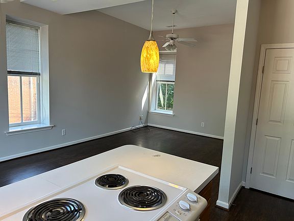 Great room; dining area to the left.