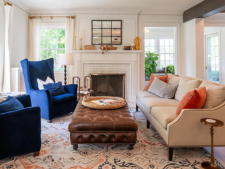 Wood burning fireplace for cozy comfort in the winter.