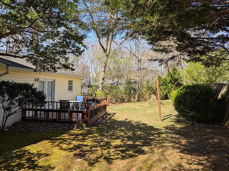 Backyard with view over the back deck