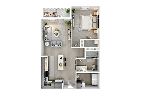 Floor plan A2 - One Bedroom, One Bathroom