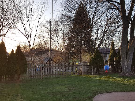 Backyard with mature trees