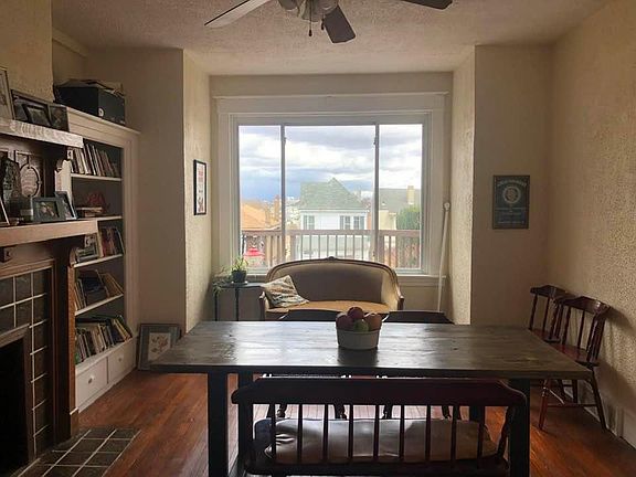 Classic dining area that looks out onto the back deck