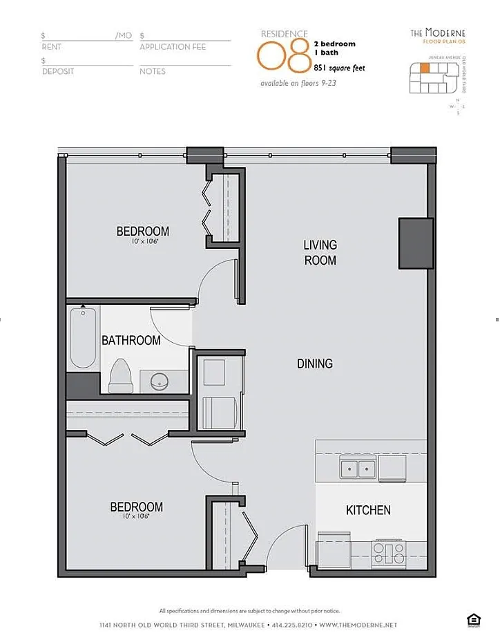 Floor plan 1 Bed + Den