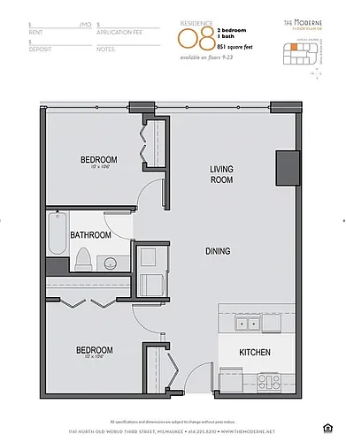 Floor plan 1 Bed + Den