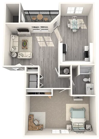 Floor plan One Bedroom One Bath (747 SF)