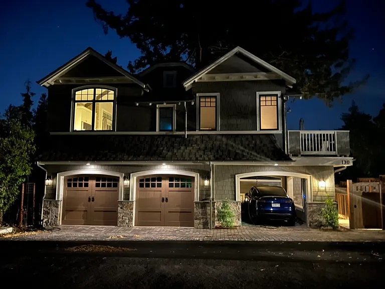 Night view of the Carriage House facing Wissahickon Avenue