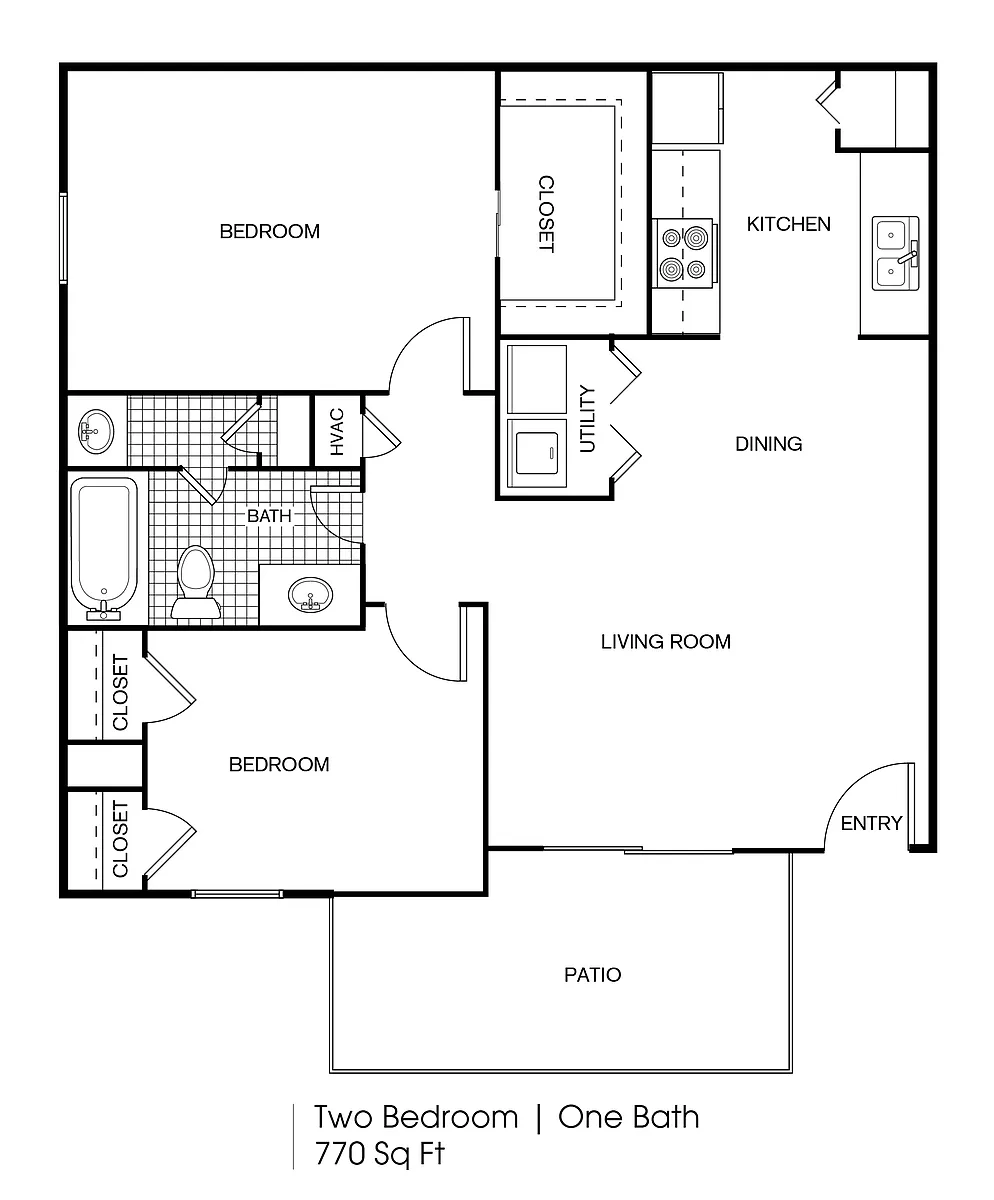 Floor plan 2 bedroom 1 bath