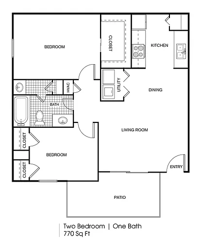 Floor plan 2 bedroom 1 bath