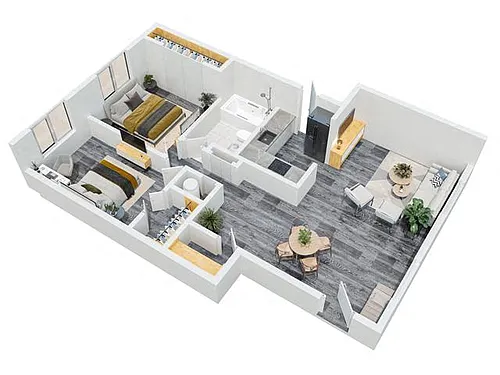 Floor plan 2 Bedroom 1 Bathroom
