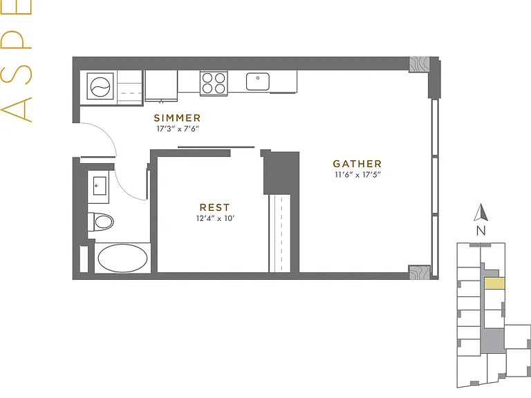 Aspen - 1 BD /1 BA - 573 SF Aspen - 1 BD /1 BA - 573 SF