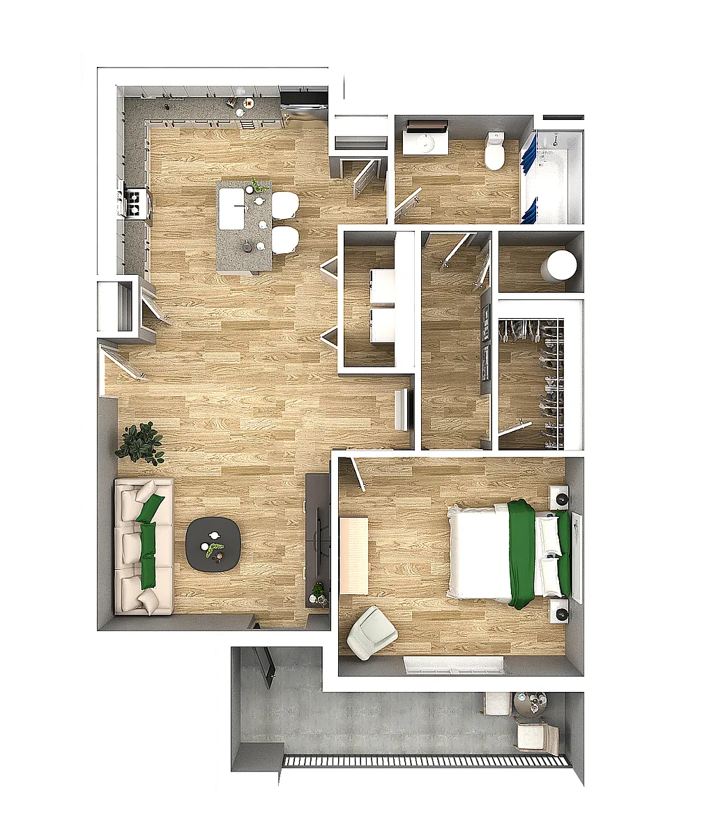Floor plan 1 BR, 1 BA