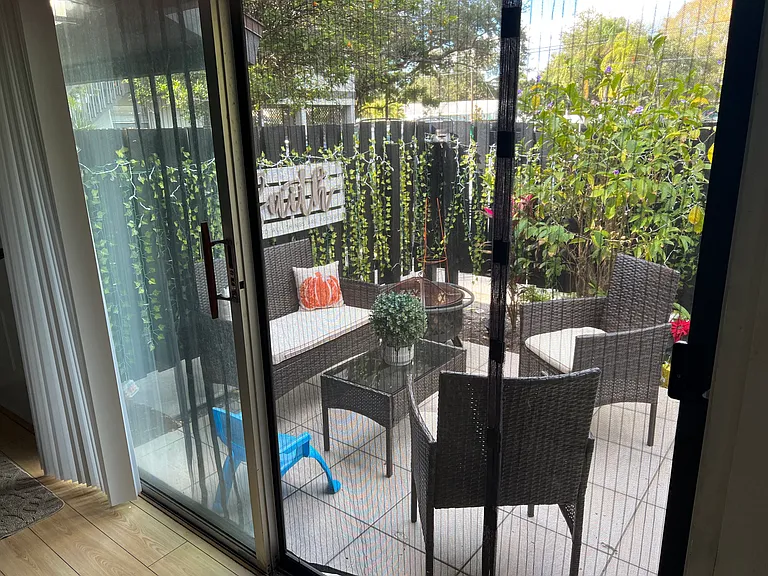 view of patio from living room