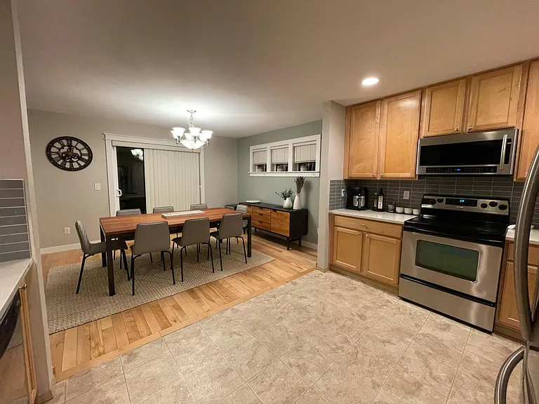 Open dining room and kitchen area