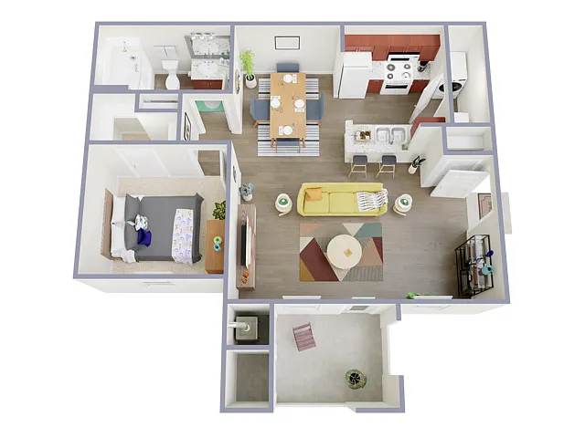 Floor plan 1 Bed, 1 Bath (40% Income Restricted)