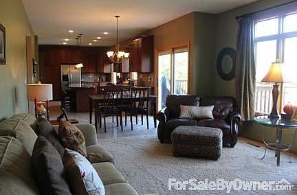 Open family room looking into kitchen