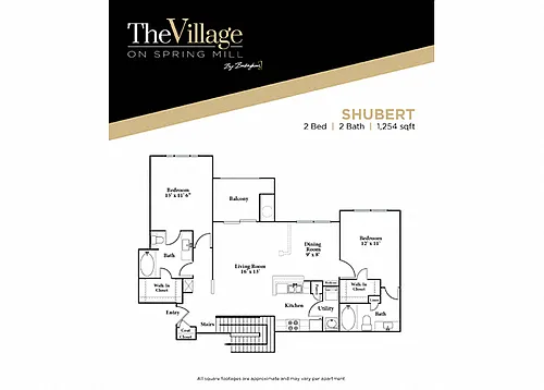 Floor plan Schubert - 2 bed 2 bath - Renovated