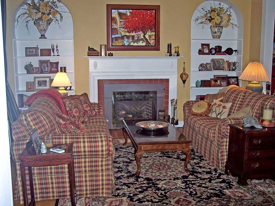 Built-in flanking fireplace
