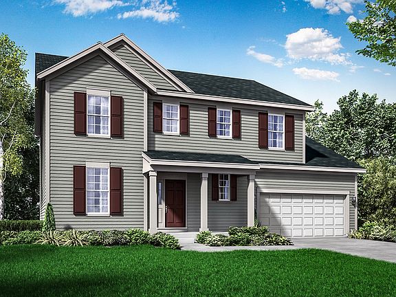 Colonial exterior elevation rendering Sheridan II by William Ryan Homes