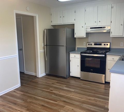 View of kitchen from entering back door.