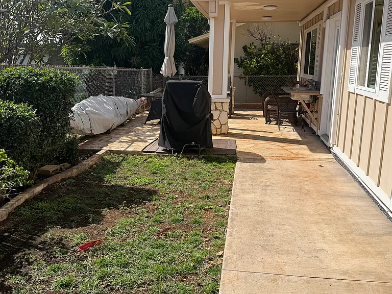 Yard with natural gas grill