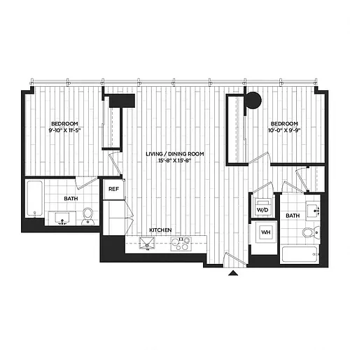 Floor plan 2 Bed - 2 Bath | B01