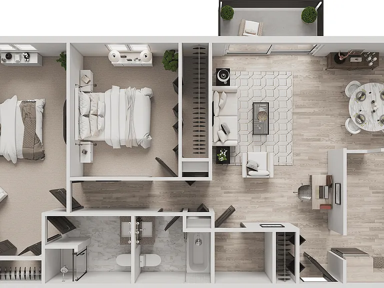 2x2 Upgraded | 2-Bedroom Floorplan 2x2 Upgraded | 2-Bedroom Floorplan
