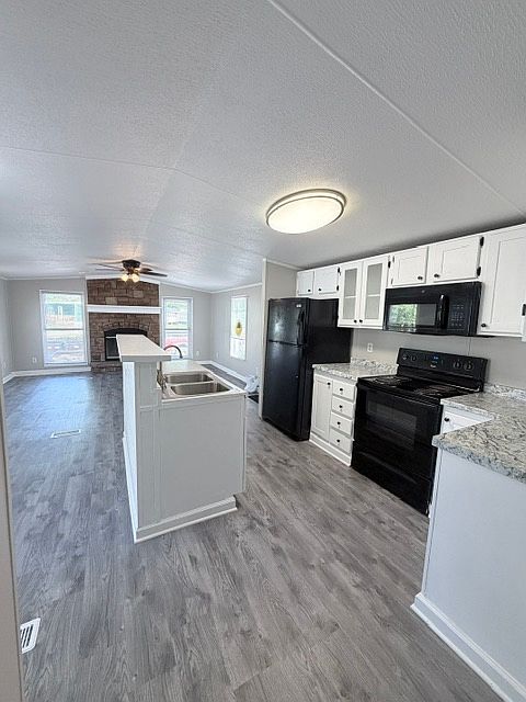 Large kitchen and living area