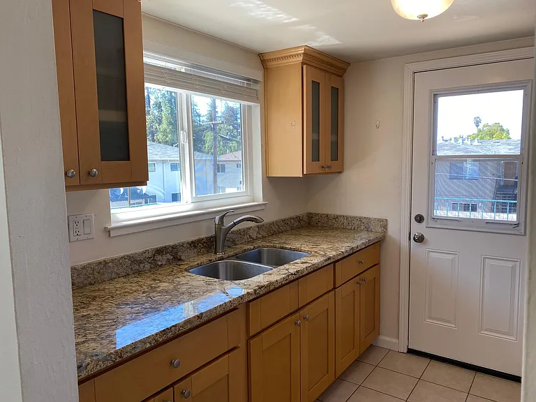 Kitchen with access to deck