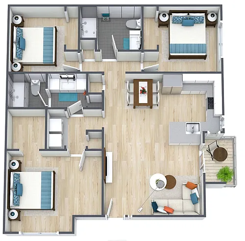 Floor plan 3BR - 2BTH