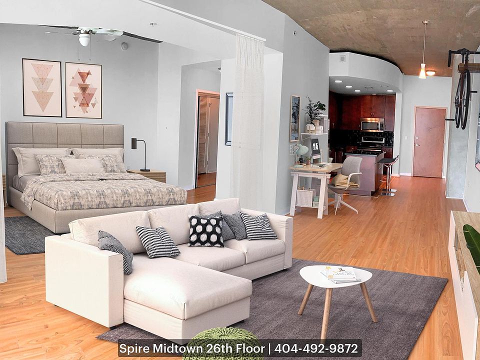 flexible configuration with curtain partition between bedroom and living room, helps you enjoy wall-to-wall and floor-to-ceiling windows on the 26th floor with a breath-taking view