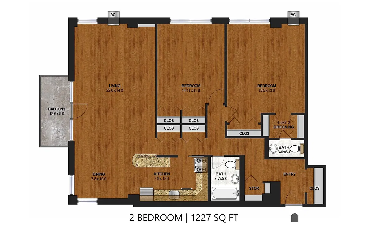 Floor plan The Shores - Two Bedroom (C)