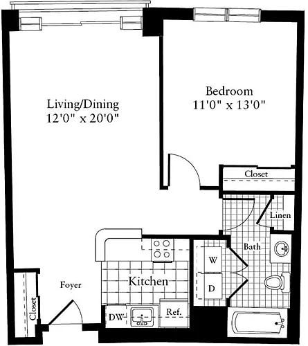 Floor plan 1 Bedroom C