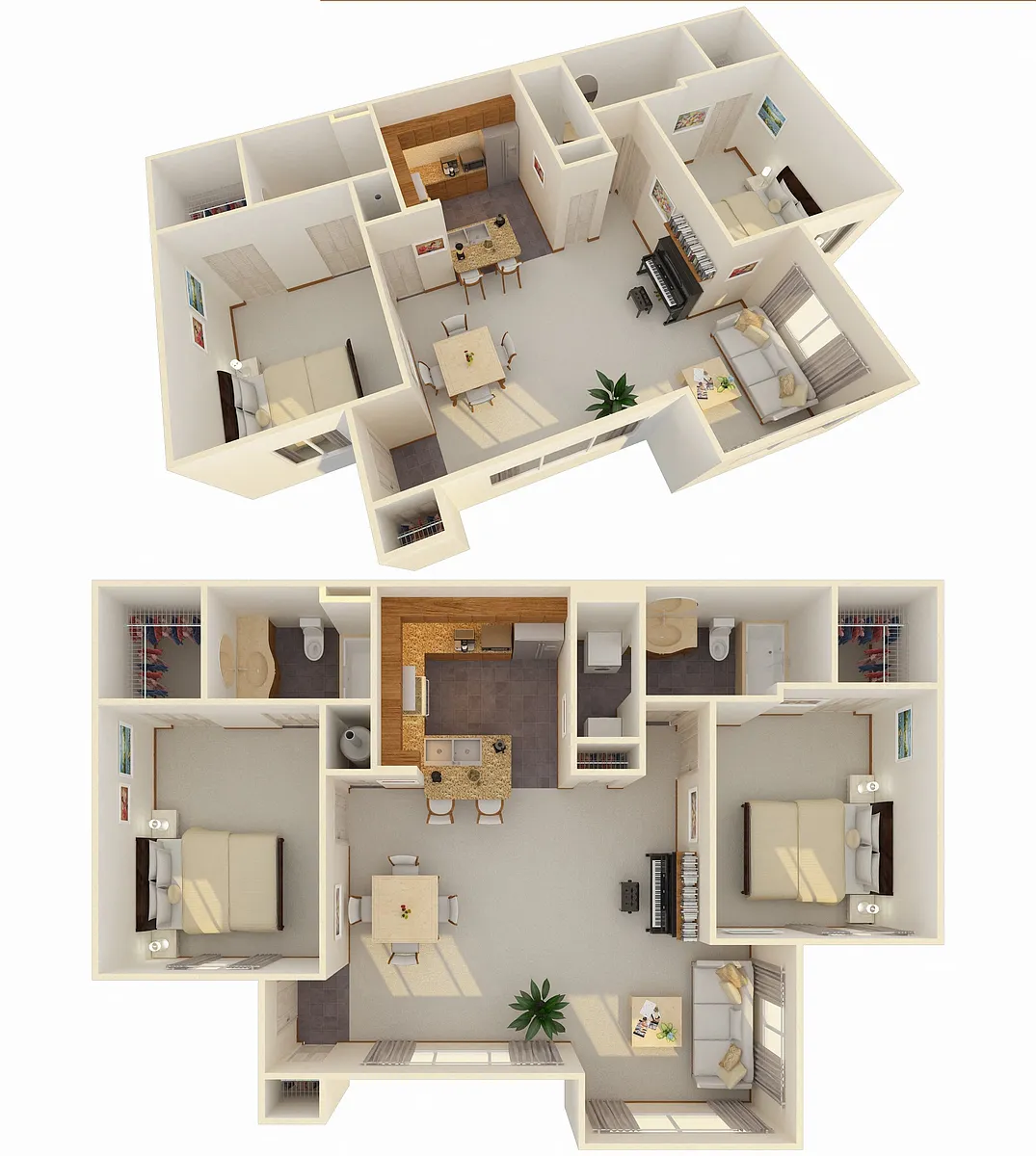 Floor plan 2 Bed 2 Bath w/ Flex Space (Fireplace Optional)