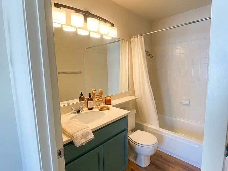 Staged for layout visualization; unit comes unfurnished"