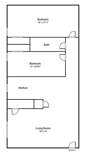 Floor plan 2 Bed/1 Bath
