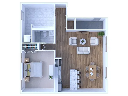 Floor plan 1 BR - 1 BTH DLX