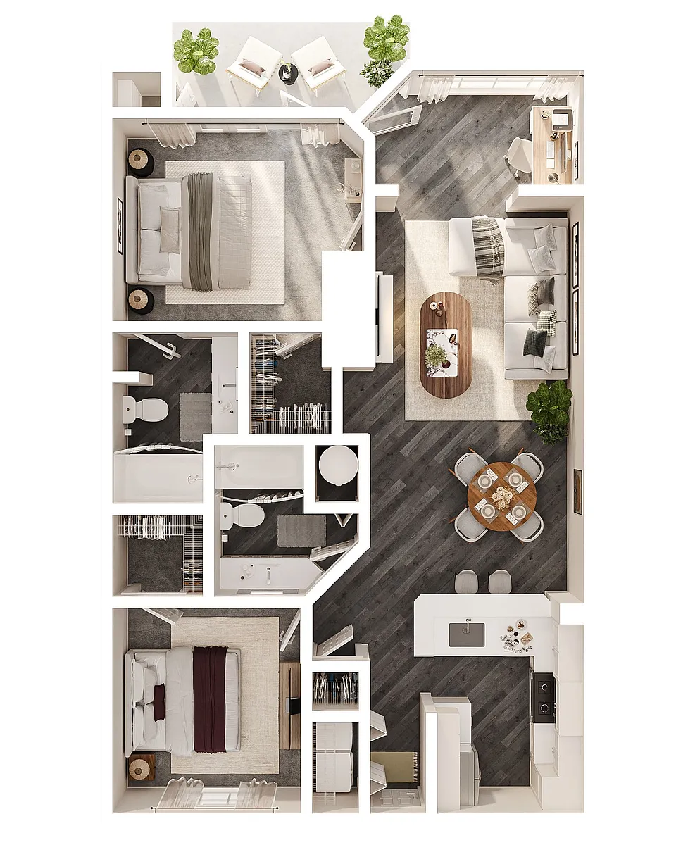 Floor plan 2B - The Daniel with sunroom