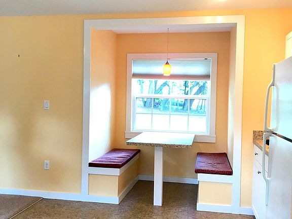 Booth seating seats 2 comfortably,
