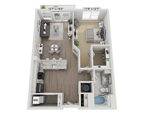 Floor plan One Bedroom A1F