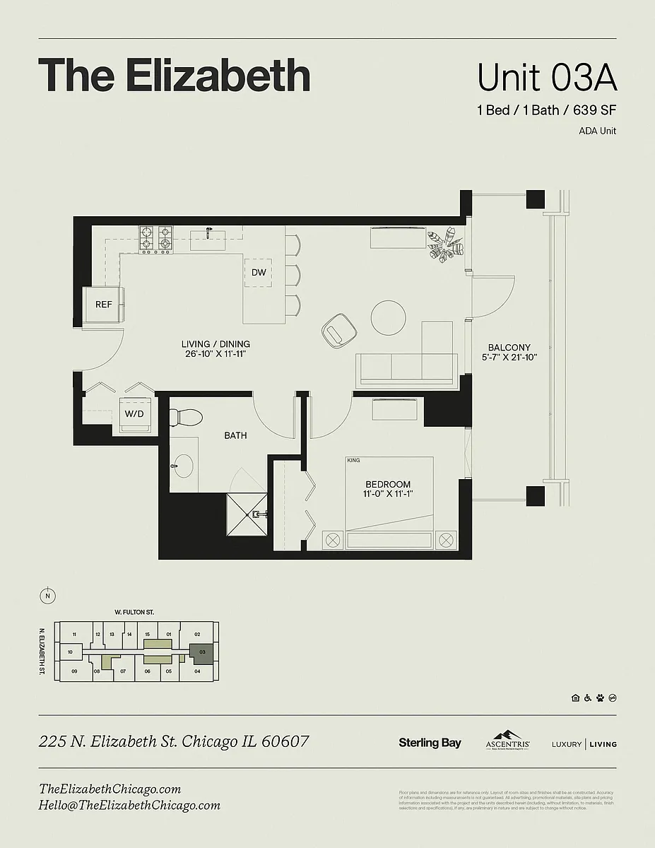 Floor plan 03A - 1Bed/1bath, Upper