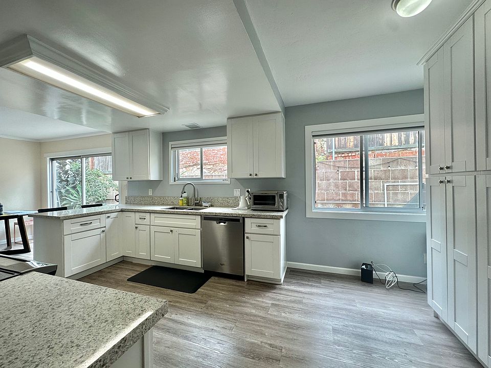 Large kitchen with Island bump out. Full sized appliances, ample storage.