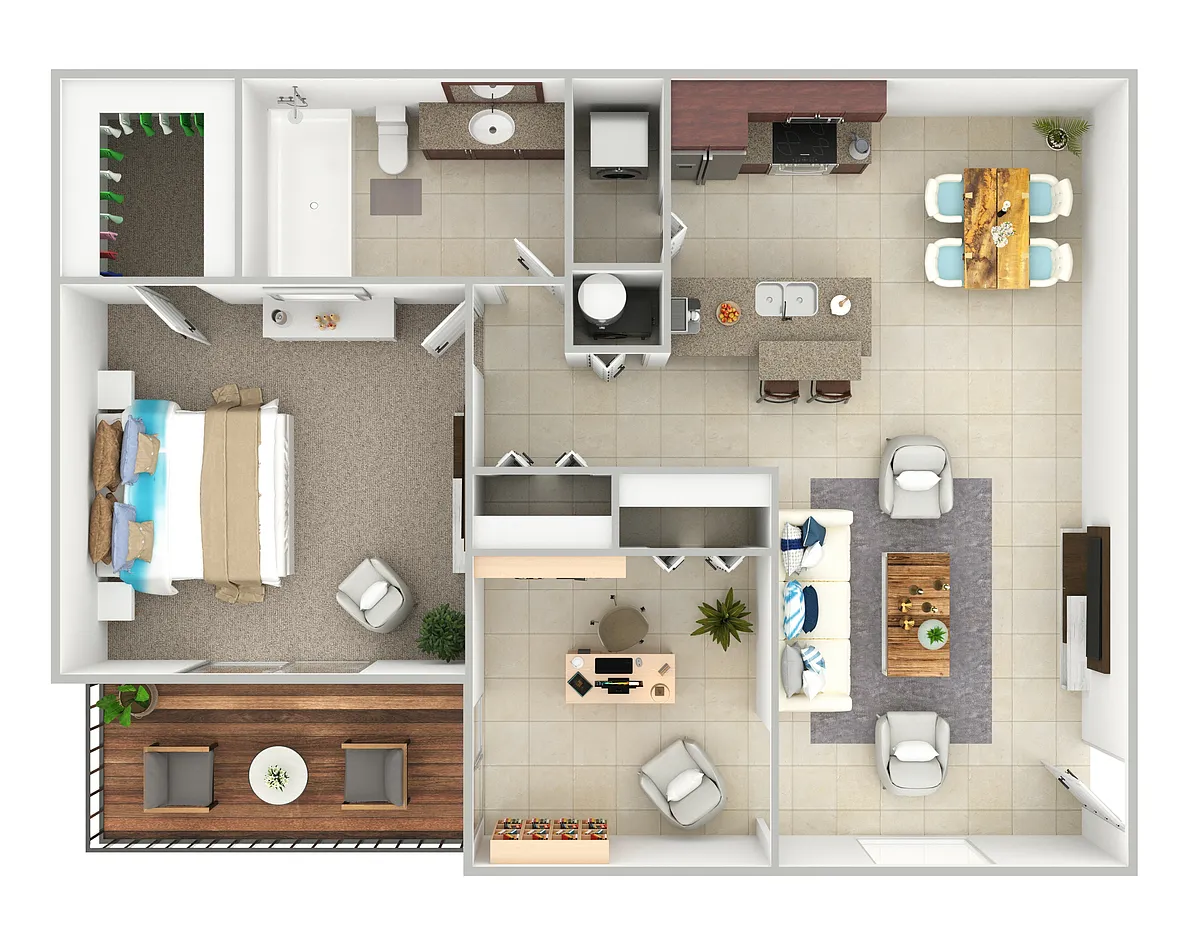 Floor plan B1 - 2 Bedroom,1 Bathroom