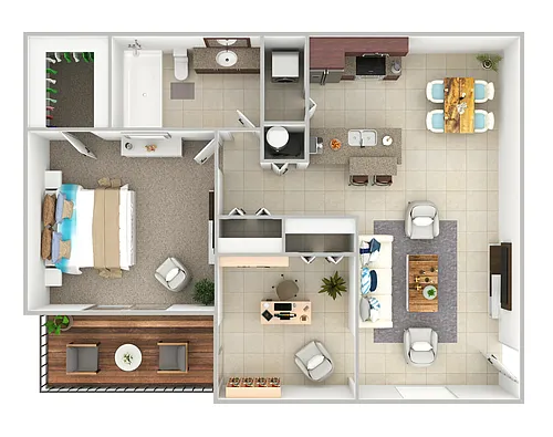 Floor plan B1 - 2 Bedroom,1 Bathroom